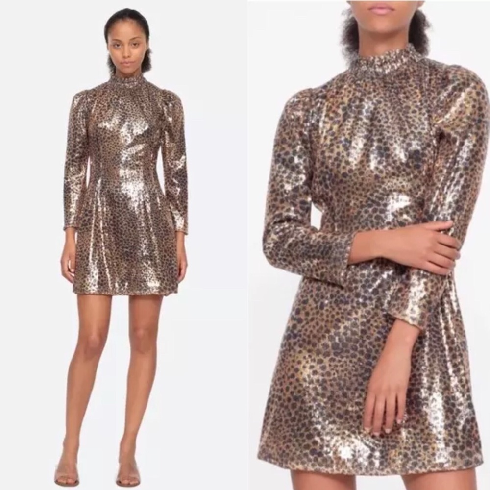 NEW SEA New York Sequin Leopard Print Minidress